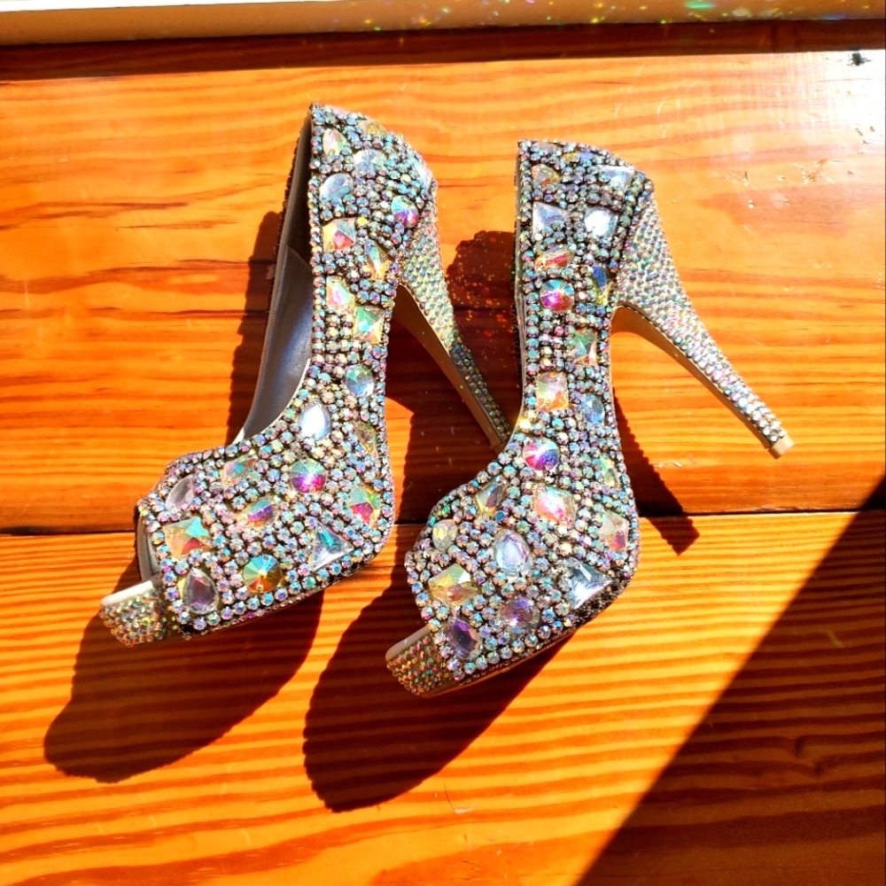 Marc Defang New York Platform Bridal Heels sz 38